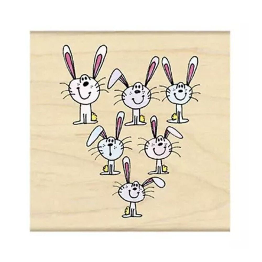 Penny Black BUN BUNS Red Rubber Wood Stamp Easter Bunny‎ Rabbit Holiday Bunnies